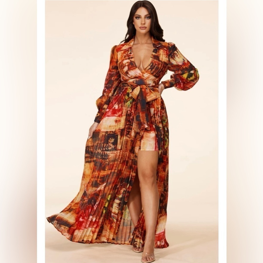 Latiste by Amy RUSTY ABSTRACT PRINT MAXI
DRESS Size:S NWT spring summer wedding